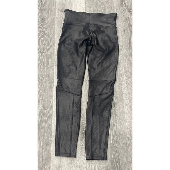 SPANX Faux Leather Moto Leggings Black Shaping Slimming‎ Stretch Womens M - Picture 14 of 16